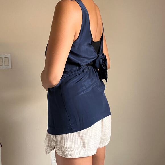 Madewell 100% Silk Lookout Bow Back Sleeveless Tank Top Blue Size XS - Picture 5 of 15